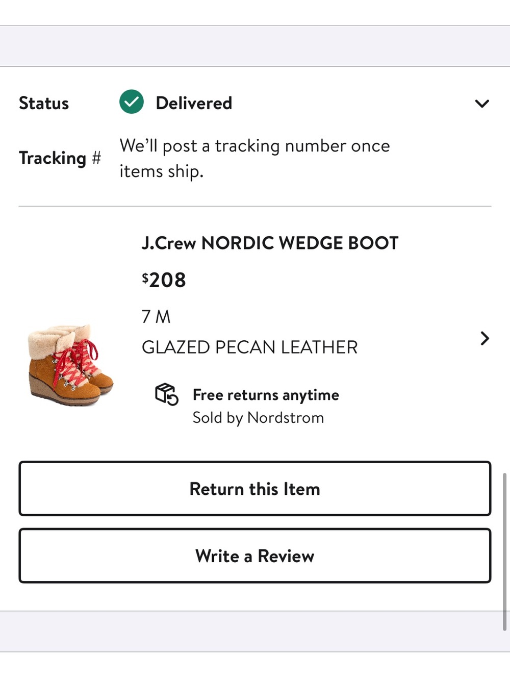 J. Crew Men’s Glazed Pecan Leather Wedge Boot with Red Laces